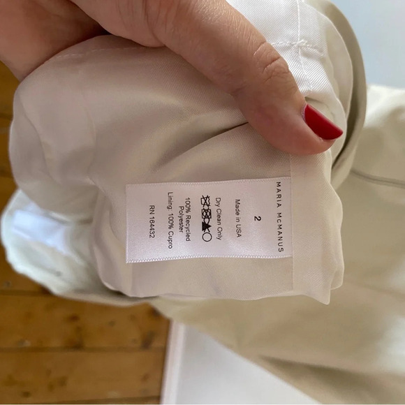 MARIA MCMANUS Topstitch Detail V-neck Midi Dress In Ivory Size 2 - Picture 11 of 12